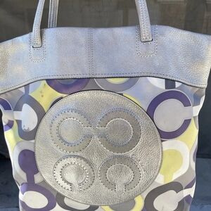 Coach Silver and Purple Tote Bag
